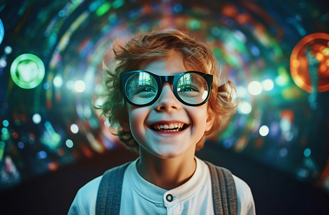 Creative kid with glasses